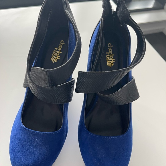 Blue and black strap wedges - Picture 4 of 4